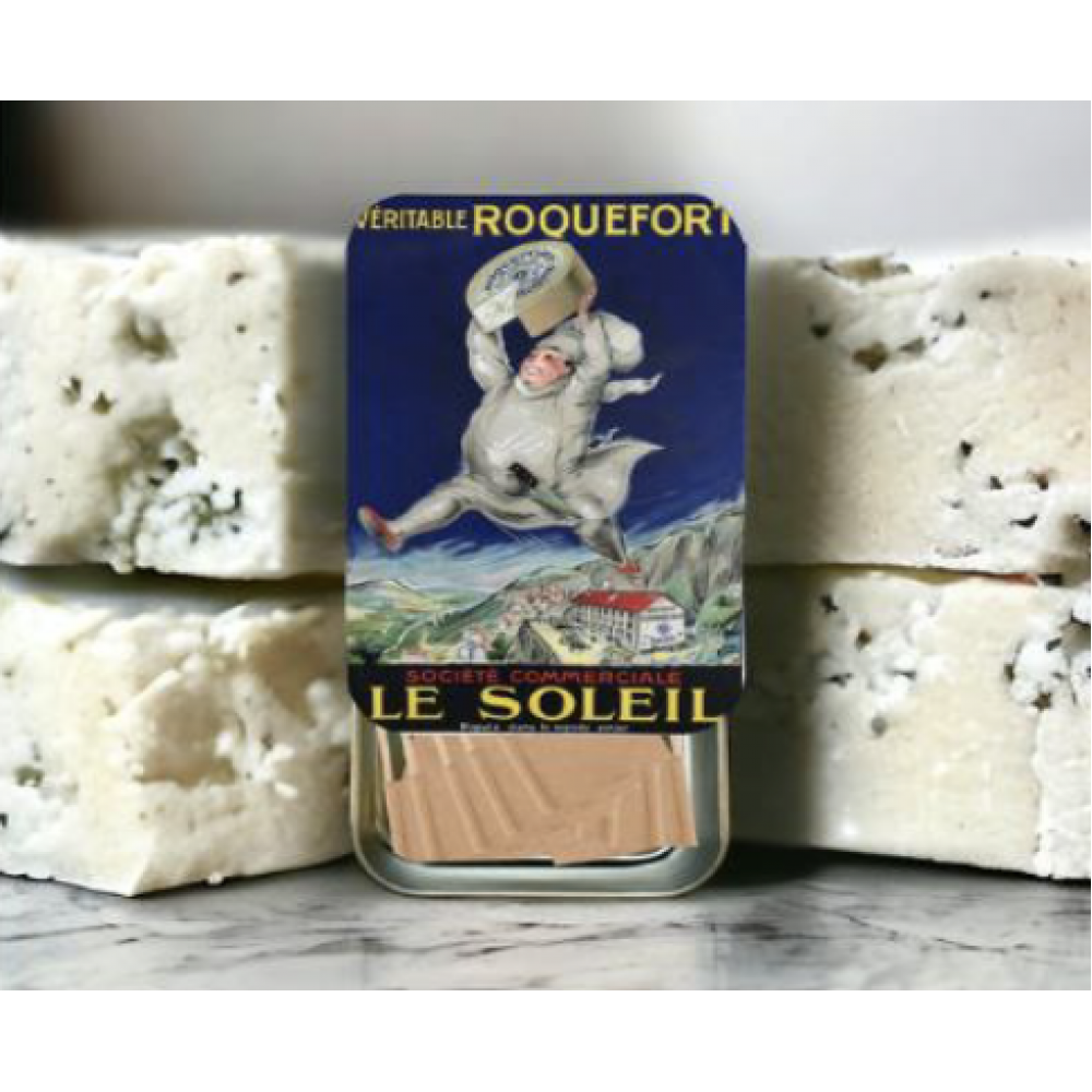 Roquefort - The Gilded Home Vintage-Inspired Slider Tin with Cheese Flags